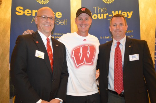 From left: Club President Tim Stadelman, Coach Gary Andersen and Jason Beren