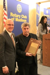 Club President Tim Stadelman (left) presenting award to Jonathan Gramling 